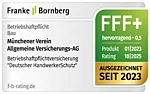 Rating Franke und Bornberg für HandwerkerSchutz Betriebshaftpflicht Baubetriebe FFF+ Note 0,5 hervorragend - Münchener Verein