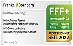 Rating Franke und Bornberg für HandwerkerSchutz Inhaltsversicherung FFF+ Note 0,5 hervorragend - Münchener Verein